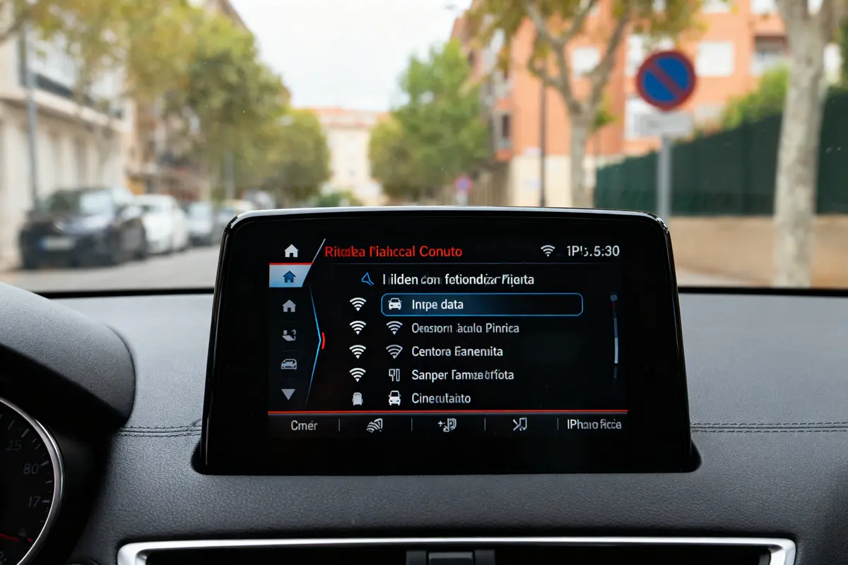 Pantalla multimedia de coche mostrando opciones de menú para activar temas ocultos c4 picasso